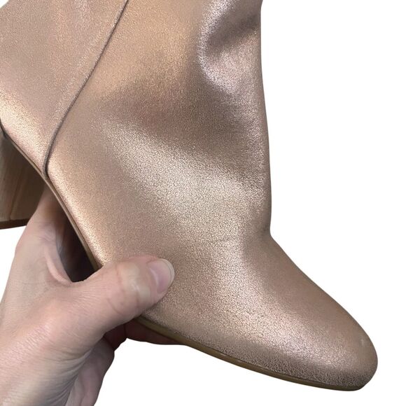 Taryn Rose Cassidy Ankle Boots 5.5B Pink Block Heel Leather Metallic Shiny - Picture 5 of 11